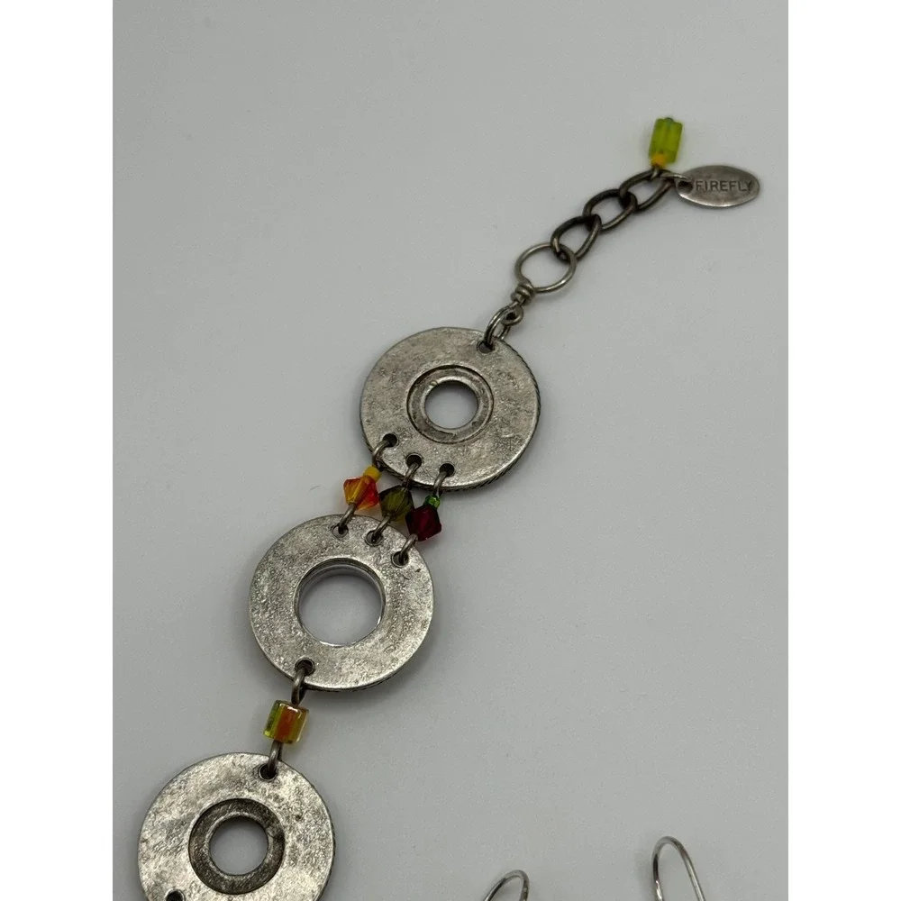 Firefly Multicolor‎ Crystal Rhinestone Circle Bracelet & Earrings